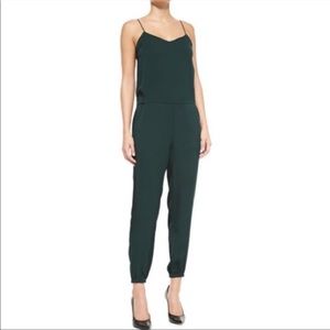 THEORY DARK GREEN SILK JUMPSUIT size 6